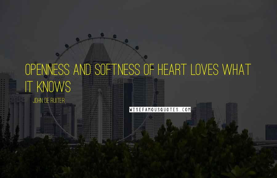 John De Ruiter Quotes: Openness and softness of heart loves what it knows