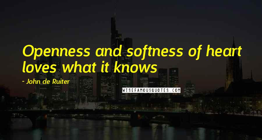 John De Ruiter Quotes: Openness and softness of heart loves what it knows