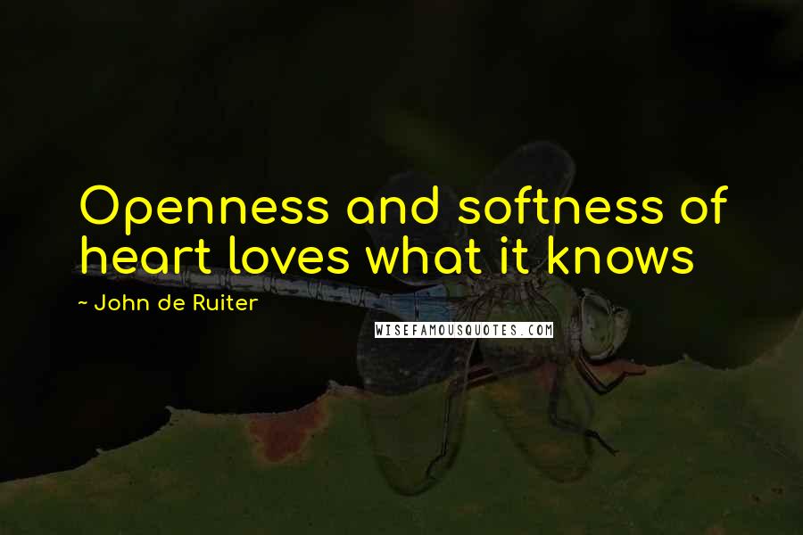 John De Ruiter Quotes: Openness and softness of heart loves what it knows