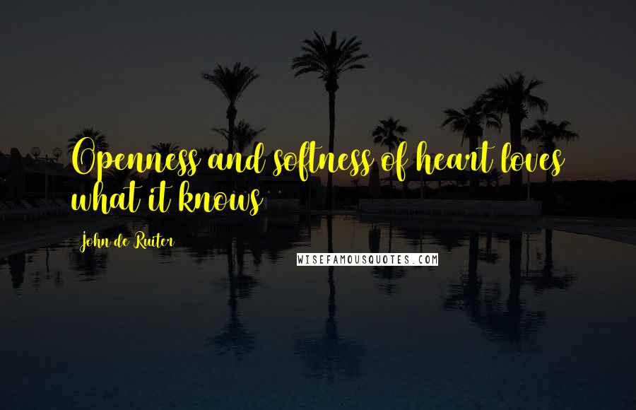 John De Ruiter Quotes: Openness and softness of heart loves what it knows