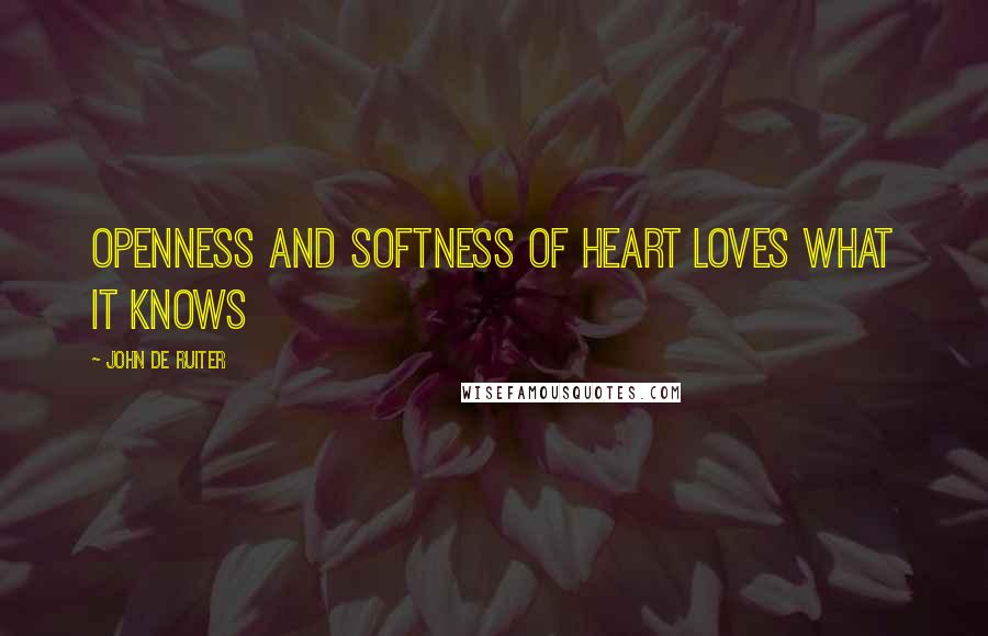 John De Ruiter Quotes: Openness and softness of heart loves what it knows