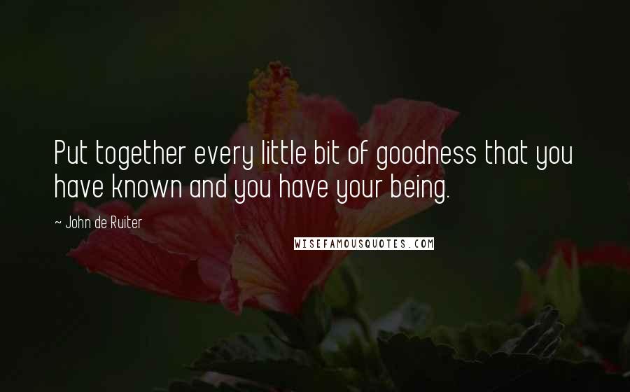 John De Ruiter Quotes: Put together every little bit of goodness that you have known and you have your being.