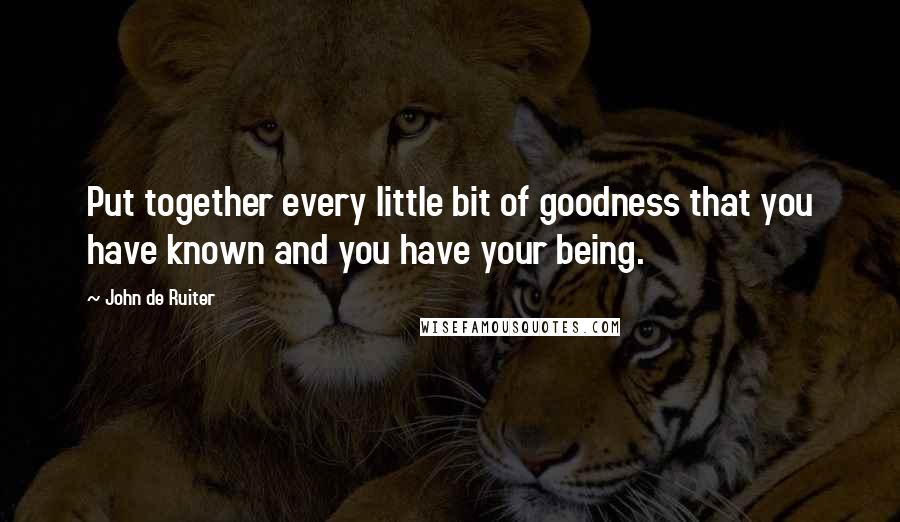 John De Ruiter Quotes: Put together every little bit of goodness that you have known and you have your being.