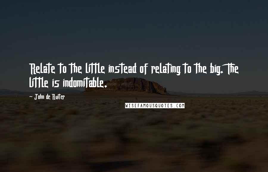 John De Ruiter Quotes: Relate to the little instead of relating to the big. The little is indomitable.