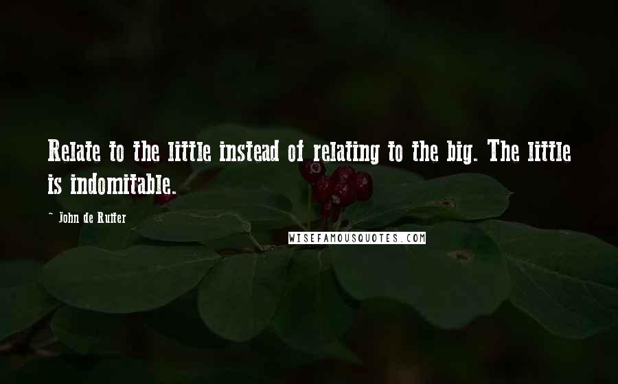 John De Ruiter Quotes: Relate to the little instead of relating to the big. The little is indomitable.