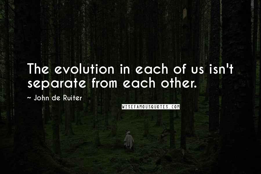 John De Ruiter Quotes: The evolution in each of us isn't separate from each other.