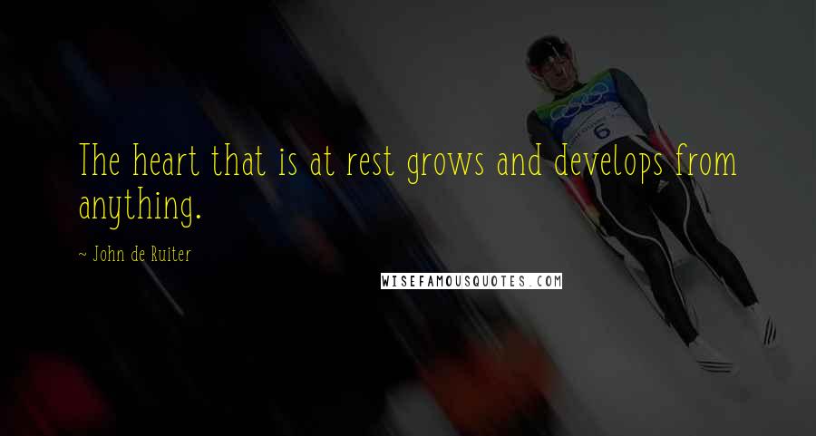 John De Ruiter Quotes: The heart that is at rest grows and develops from anything.