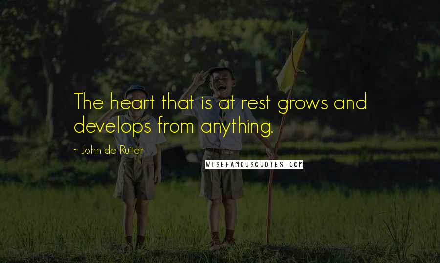 John De Ruiter Quotes: The heart that is at rest grows and develops from anything.