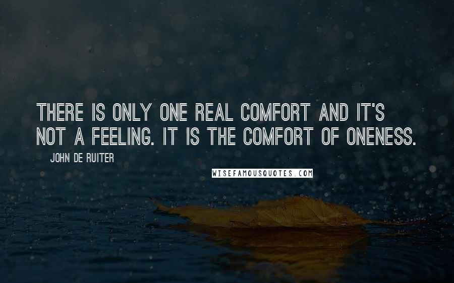 John De Ruiter Quotes: There is only one real comfort and it's not a feeling. It is the comfort of oneness.