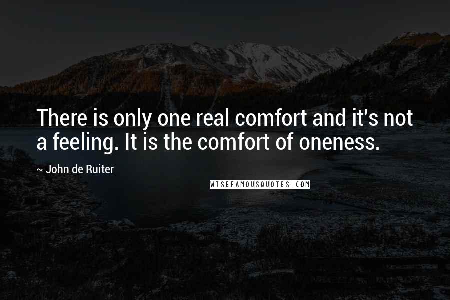 John De Ruiter Quotes: There is only one real comfort and it's not a feeling. It is the comfort of oneness.