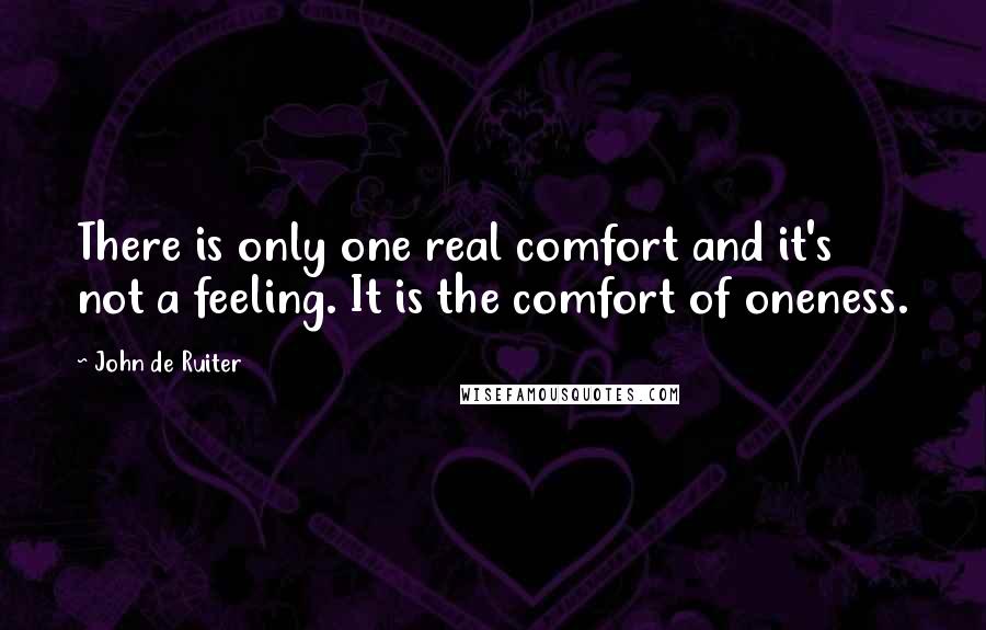 John De Ruiter Quotes: There is only one real comfort and it's not a feeling. It is the comfort of oneness.