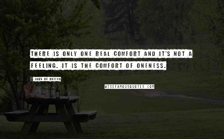 John De Ruiter Quotes: There is only one real comfort and it's not a feeling. It is the comfort of oneness.