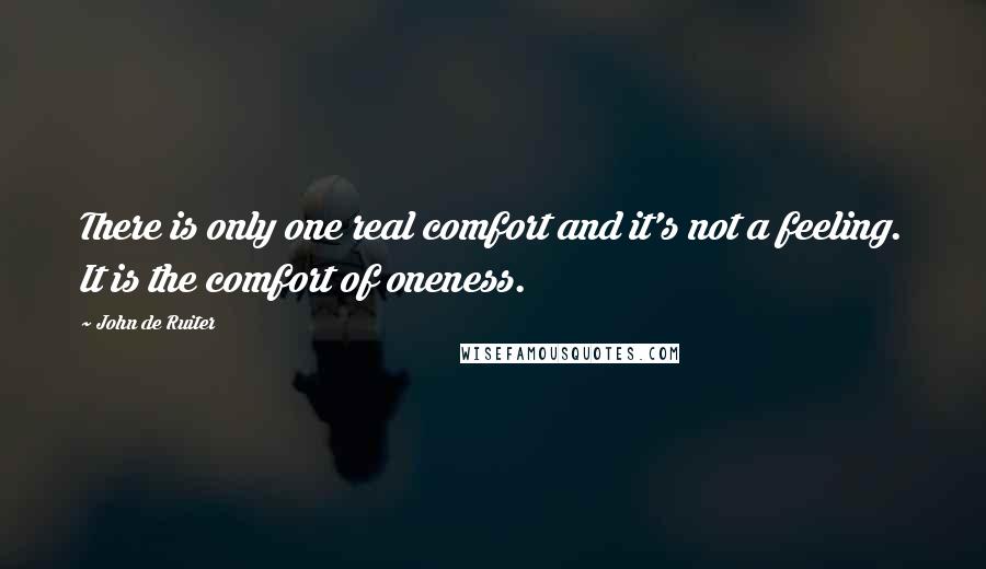 John De Ruiter Quotes: There is only one real comfort and it's not a feeling. It is the comfort of oneness.