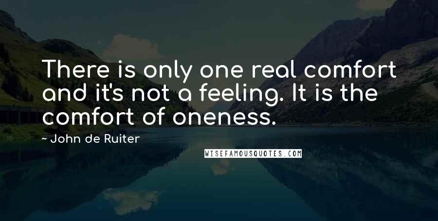 John De Ruiter Quotes: There is only one real comfort and it's not a feeling. It is the comfort of oneness.