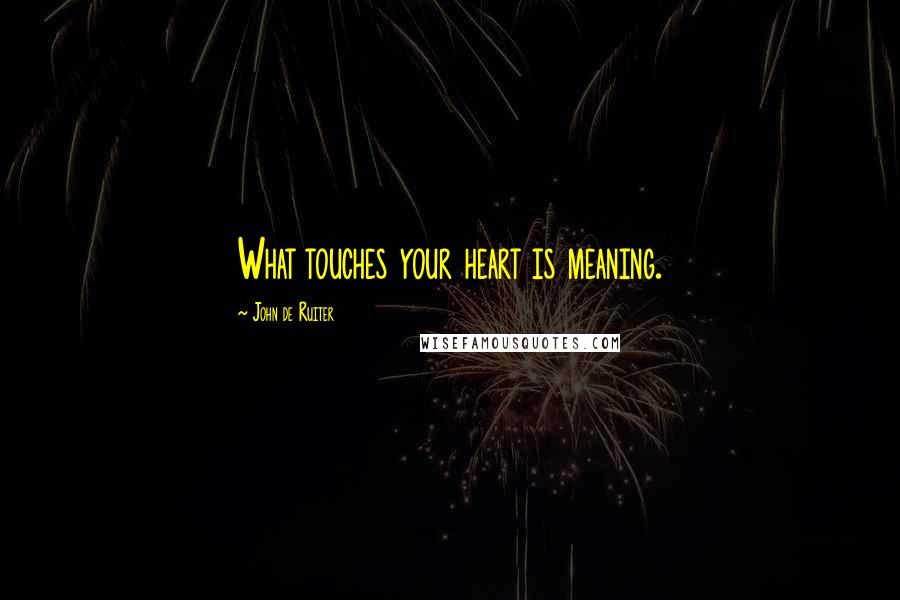 John De Ruiter Quotes: What touches your heart is meaning.