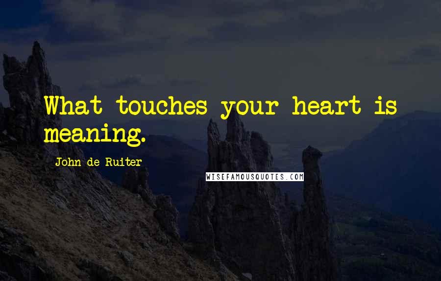 John De Ruiter Quotes: What touches your heart is meaning.