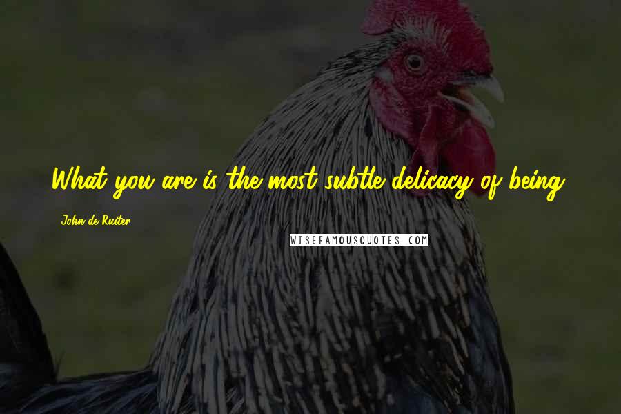 John De Ruiter Quotes: What you are is the most subtle delicacy of being.