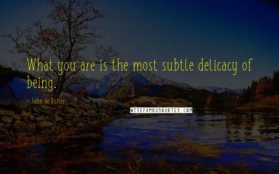 John De Ruiter Quotes: What you are is the most subtle delicacy of being.