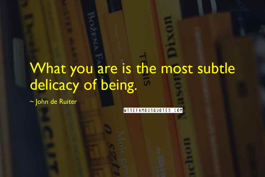 John De Ruiter Quotes: What you are is the most subtle delicacy of being.