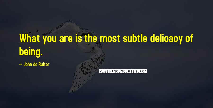 John De Ruiter Quotes: What you are is the most subtle delicacy of being.