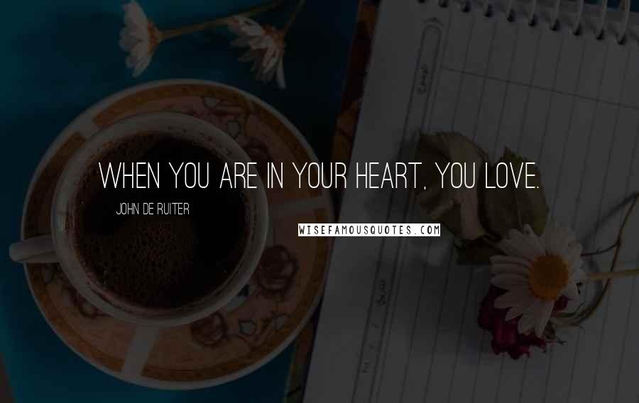 John De Ruiter Quotes: When you are in your heart, you love.