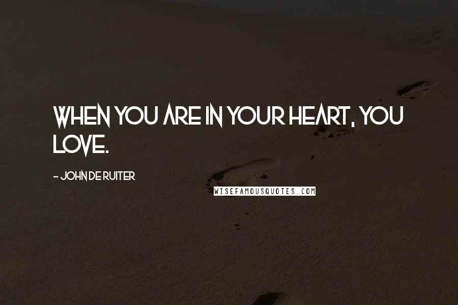 John De Ruiter Quotes: When you are in your heart, you love.