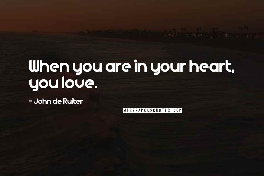 John De Ruiter Quotes: When you are in your heart, you love.