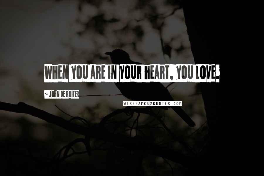 John De Ruiter Quotes: When you are in your heart, you love.