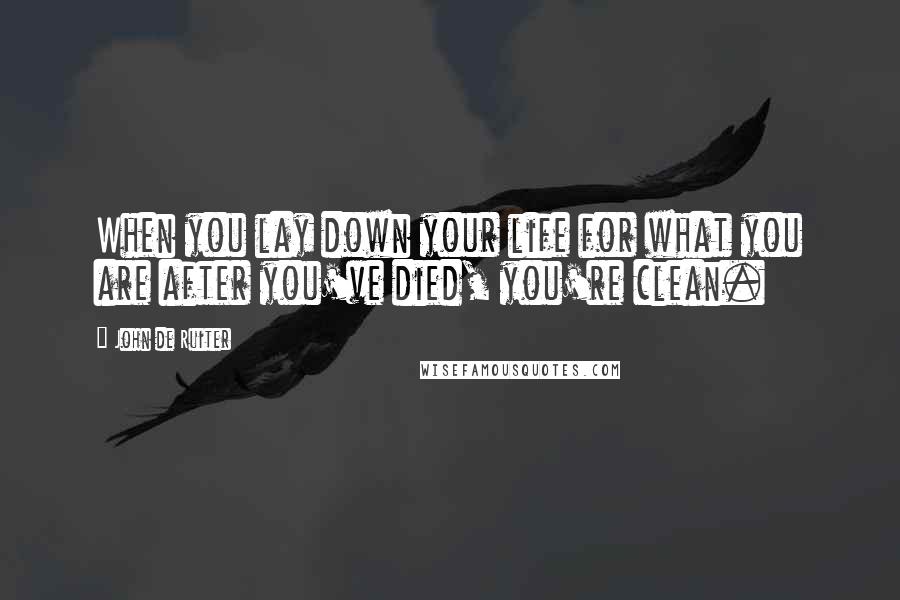 John De Ruiter Quotes: When you lay down your life for what you are after you've died, you're clean.