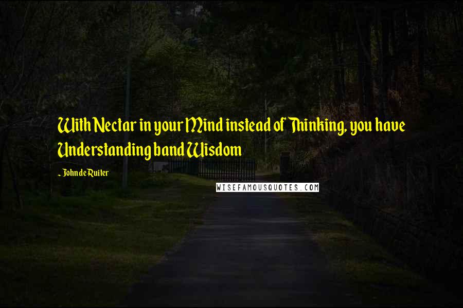 John De Ruiter Quotes: With Nectar in your Mind instead of Thinking, you have Understanding band Wisdom