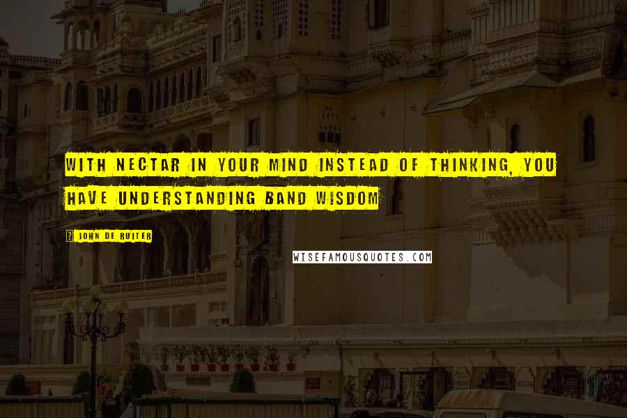 John De Ruiter Quotes: With Nectar in your Mind instead of Thinking, you have Understanding band Wisdom