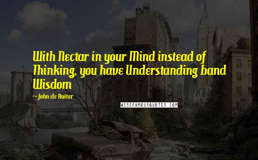John De Ruiter Quotes: With Nectar in your Mind instead of Thinking, you have Understanding band Wisdom