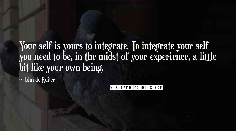 John De Ruiter Quotes: Your self is yours to integrate. To integrate your self you need to be, in the midst of your experience, a little bit like your own being.