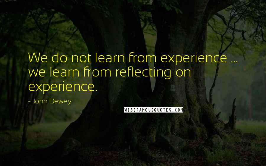 John Dewey Quotes: We do not learn from experience ... we learn from reflecting on experience.