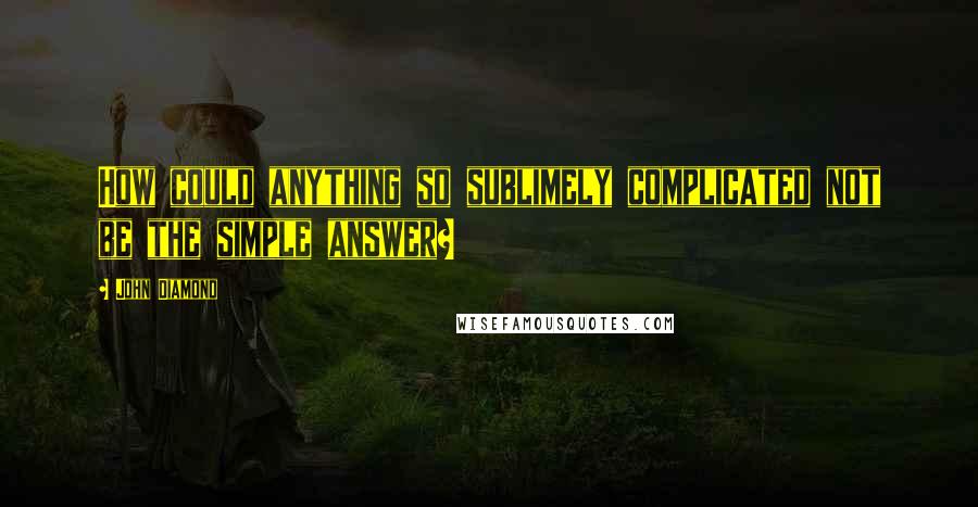 John Diamond Quotes: How could anything so sublimely complicated not be the simple answer?