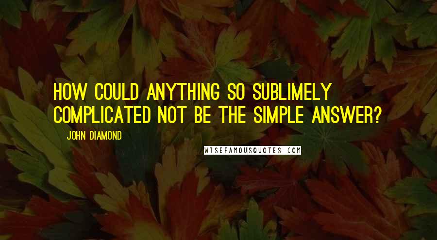 John Diamond Quotes: How could anything so sublimely complicated not be the simple answer?