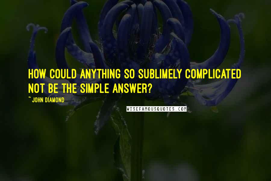 John Diamond Quotes: How could anything so sublimely complicated not be the simple answer?