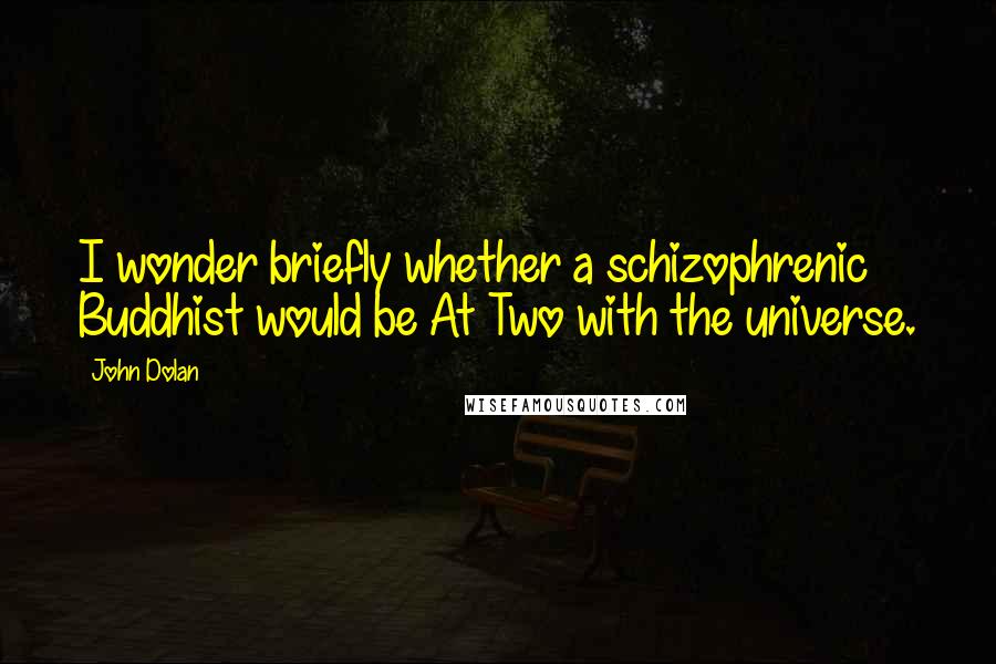 John Dolan Quotes: I wonder briefly whether a schizophrenic Buddhist would be At Two with the universe.