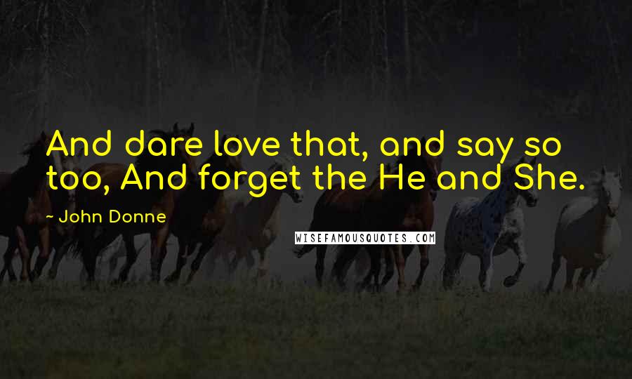 John Donne Quotes: And dare love that, and say so too, And forget the He and She.