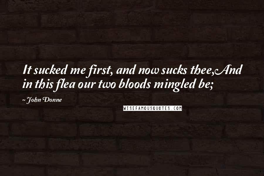 John Donne Quotes: It sucked me first, and now sucks thee,And in this flea our two bloods mingled be;