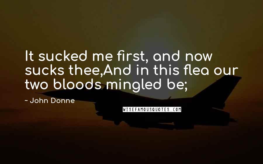John Donne Quotes: It sucked me first, and now sucks thee,And in this flea our two bloods mingled be;