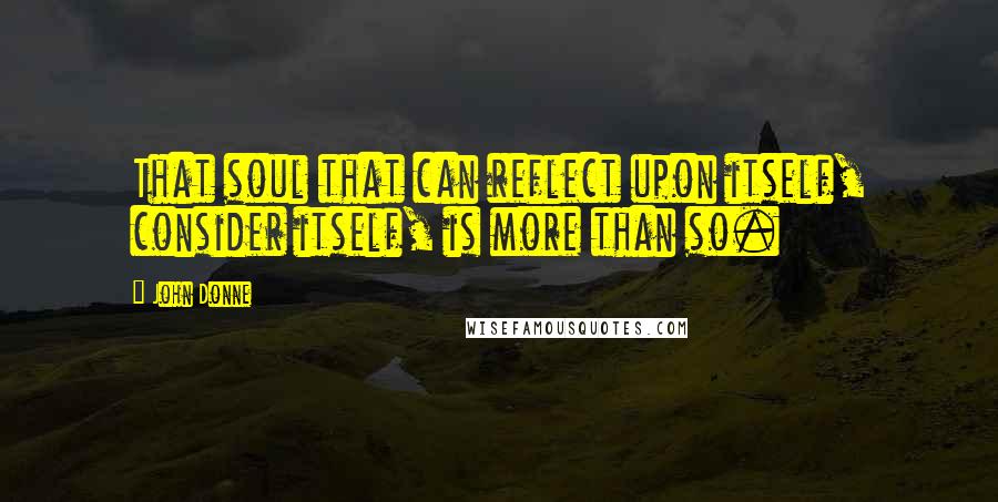 John Donne Quotes: That soul that can reflect upon itself, consider itself, is more than so.