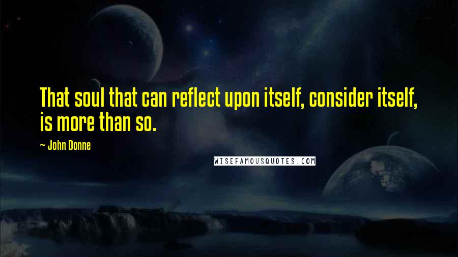 John Donne Quotes: That soul that can reflect upon itself, consider itself, is more than so.