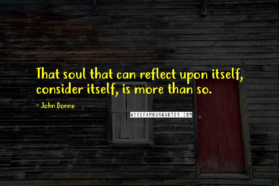 John Donne Quotes: That soul that can reflect upon itself, consider itself, is more than so.