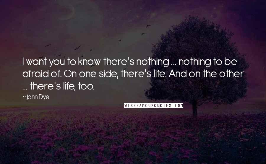 John Dye Quotes: I want you to know there's nothing ... nothing to be afraid of. On one side, there's life. And on the other ... there's life, too.