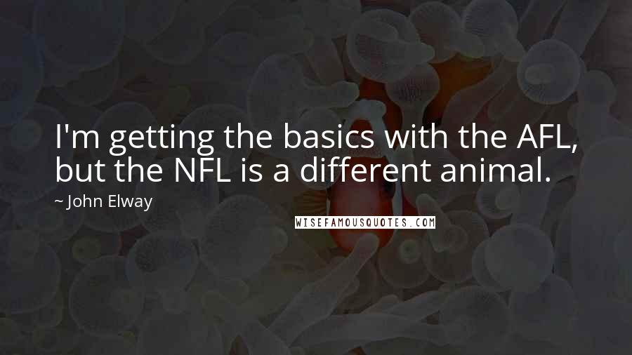 John Elway Quotes: I'm getting the basics with the AFL, but the NFL is a different animal.