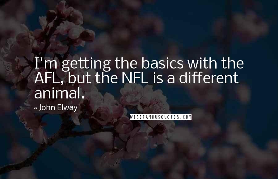 John Elway Quotes: I'm getting the basics with the AFL, but the NFL is a different animal.