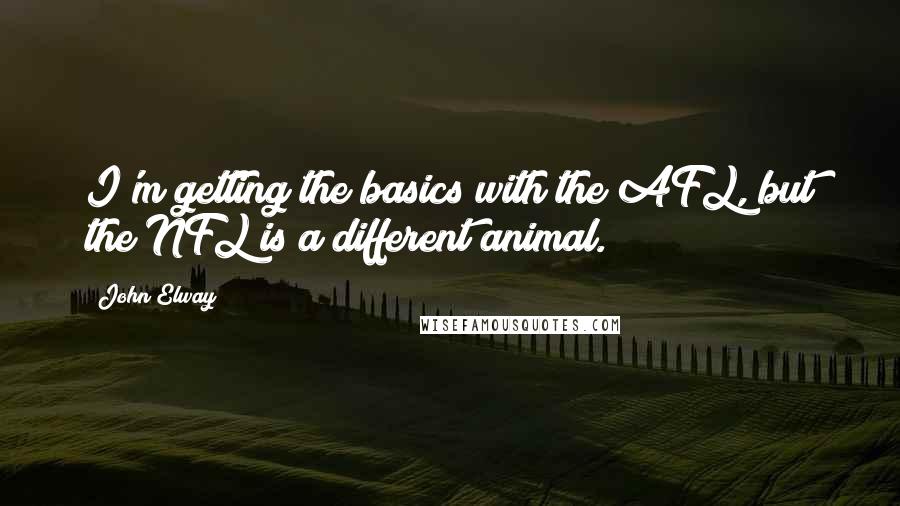John Elway Quotes: I'm getting the basics with the AFL, but the NFL is a different animal.