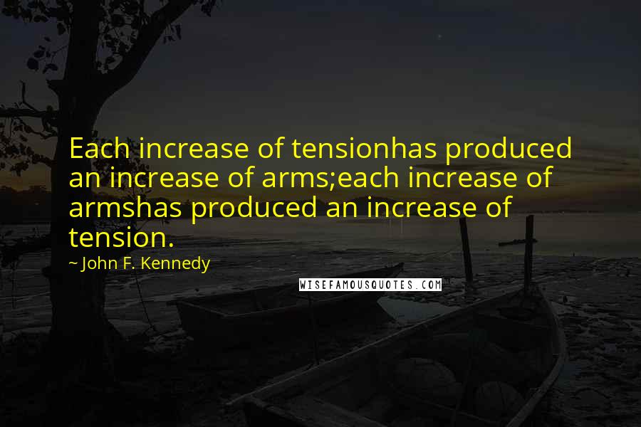 John F. Kennedy Quotes: Each increase of tensionhas produced an increase of arms;each increase of armshas produced an increase of tension.