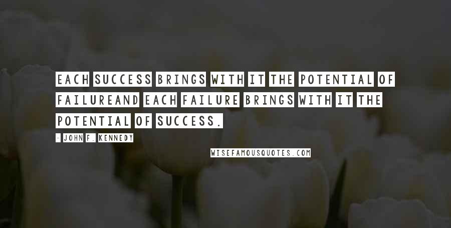 John F. Kennedy Quotes: Each success brings with it the potential of failureand each failure brings with it the potential of success.